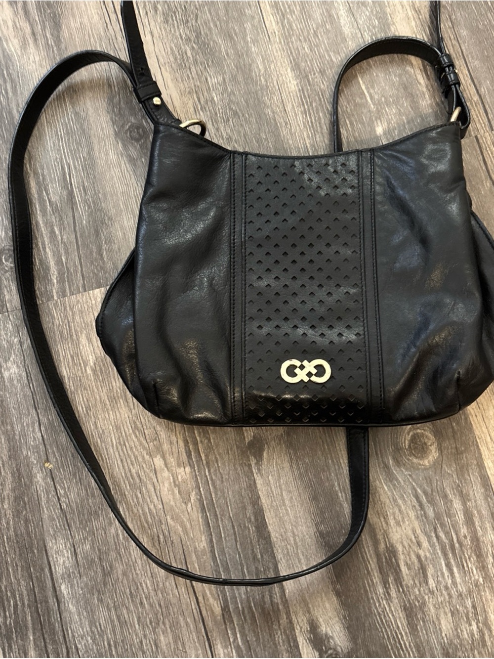 Cole Haan Black Leather Shoulder Bag with Gold Accent